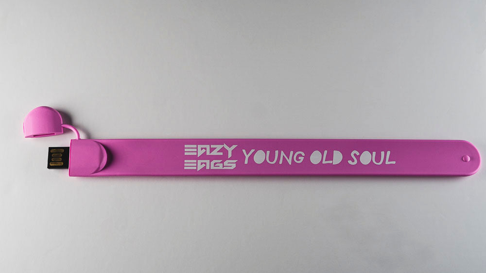 128mb USB Slap on Wristband - Pink