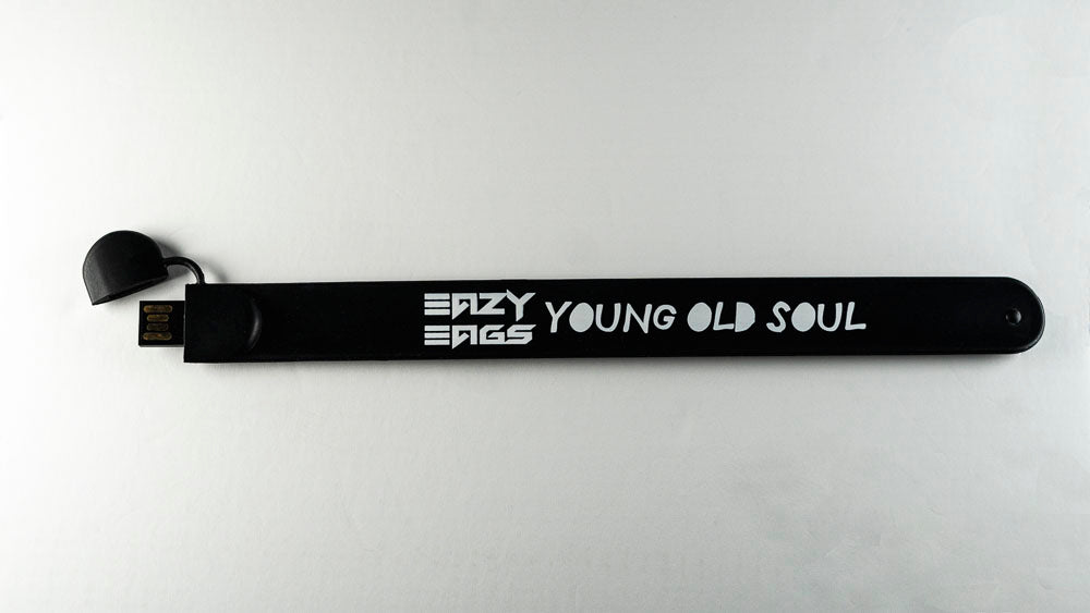 128 mb USB Slap on Wristband - Black